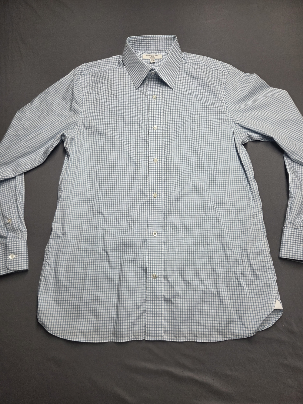 Banana Republic Men's Blue Plaid Slim Fit Dress Shirt Long Sleeve Size Large L